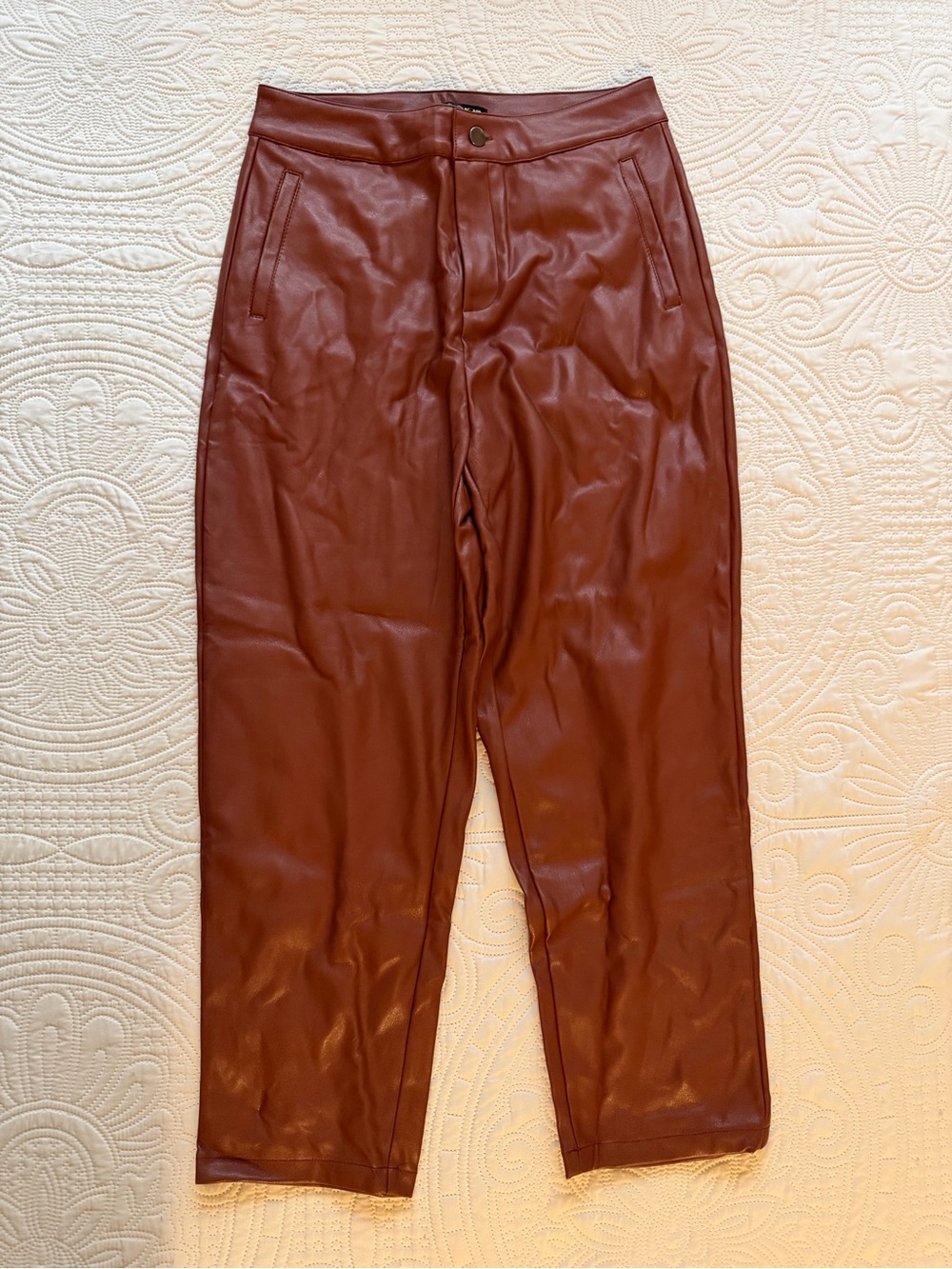 Fashion Nova Need a Little More Faux Leather Pants in Chocolate